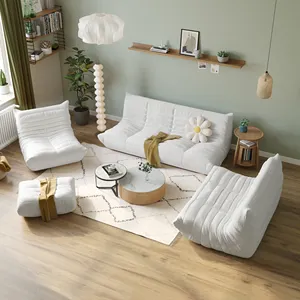 Silla tatami blanca para sala de estar, sillón reclinable de 3 asientos, color beige y crema
