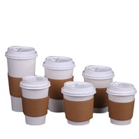 Gobelets en plastique pour boissons au café en gros avec manchon en papier imprimé avec logo