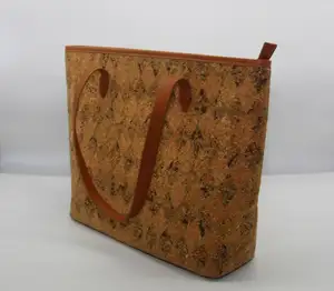 Benutzer definierte Logo Frauen umwelt freundliche natürliche Natur kork Ledertasche Portugal Einkaufstasche Reiß verschluss tasche Handtasche