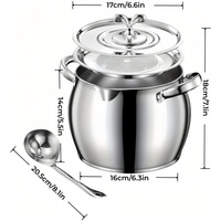 Ensemble de pots à huile modernes en acier inoxydable de qualité alimentaire épaissi avec passoire, pot à graisse à double poignée, écologique pour usage domestique et en restaurant