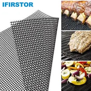 Düşük fiyat promosyon barbekü aksesuarları yapışmaz PTFE malzeme fırın tepsisi kullanımlık barbekü izgara örgü Mat