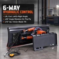 Lame de bulldozer hydraulique à 6 directions pour mini-chargeuse, 84 pouces, avec contrôle d'angle de 30 degrés et de biseau de 10 degrés, pousse-neige