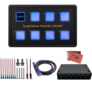 8 gang DC 12V 24V LED light Control Panel screen touch switch panel for Universal Car/boat/bus/Marine