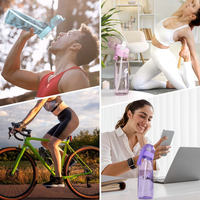Bouteille d'eau de 650 ml avec capsules aromatisées, sans sucre, gourde de sport pour la gym, 7 capsules aromatiques pour bouteille d'eau, bouteille d'eau parfumée en Tritan