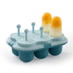 DIY Cute Customizable Creative Silicone Ice Cream Molds Makers 6 Nugget Easy Release With Lid Storage Container