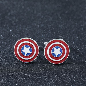 Boutons de manchette Captain America en alliage métallique, <span class=keywords><strong>accessoires</strong></span> en alliage pour hommes, cadeaux, série de films de <span class=keywords><strong>super</strong></span>-<span class=keywords><strong>héros</strong></span> - Product Image 5