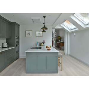 ตู้ครัวแบบโมดูลาร์สไตล์อเมริกันโมเดิร์นสีเขียว ดีไซน์คลาสสิกแบบเชคเกอร์สีขาว พร้อมไอส์แลนด์ครัว - Product Image 5