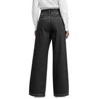 Jeans de Mezclilla de Algodón con Corte Asimétrico y Pierna Ancha para Mujer, Estilo Francés Chic, Cintura Alta, Efecto Adelgazante, Pantalones Holgados, Novedad 2026