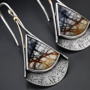 Orecchini Pendenti in Vetro Multicolore Ispirati a Picasso, Orecchini Decorativi Creativi a Forma di Foglia di Betulla Bicolore per Signore - Product Image 4