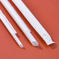 Emballage en papier blanc biodégradable, emballage individuel, paille de thé à bulles boba à froid jetable, pailles en PLA de qualité alimentaire