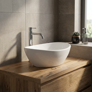 Forme ovale dessus de table en céramique Lavabo style moderne lavabo monotrou commercial hôtel salle de bain évier meubles bassin - Product Image 5