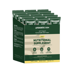 Poudre <span class=keywords><strong>de</strong></span> fibres prébiotiques OEM GLP-1 - Sans sucre, à base <span class=keywords><strong>de</strong></span> plantes, favorise la santé intestinale et métabolique, prête pour l'étiquetage privé* - Product Image 1