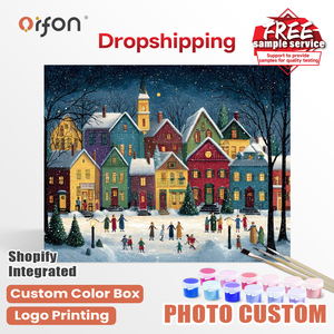 Kit Pittura a Numeri Fai-da-Te ORFON - Città Innevata Festiva con Case <span class=keywords><strong>Colorate</strong></span>, Decorazione Invernale per Casa, Materiali per Artigianato - Product Image 1