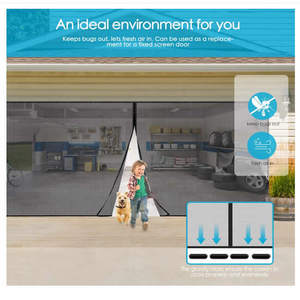 Rideau de porte de <span class=keywords><strong>garage</strong></span> moderne en fibre de verre magnétique noir, maille, 16,3 x 7,15 pieds, 2 voitures, ignifuge et lavable - Product Image 4