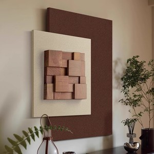 Art mural abstrait en bois de noyer, cadre carré en bois massif fait à la main, brun foncé, pour salon, chambre à coucher, entrée - Product Image 1