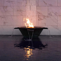 Fontaine d'eau et foyer extérieur au gaz à faible émission de fumée, carré, en acier Corten naturel rouillé de 3 mm d'épaisseur, pour piscine
