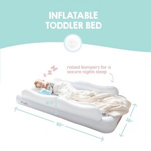 White <b>Inflatable</b> Toddler Travel Bed with Safety Rails for Kids Home Camping Hotel - Product Image 4