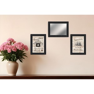 Set di tre stampe artistiche da parete con cornice nera viaggio di amicizia collezione HMS con specchio e ganci - Product Image 1