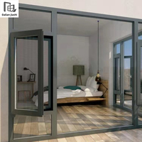 Ventana Moderna de Aluminio con Doble Acristalamiento, Diseño de Persiana Abatible de Acero Inoxidable para Hotel o Villa, con Certificación Energy Star y Vidrio Templado