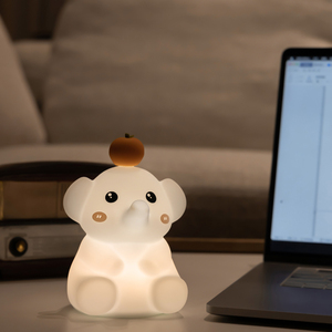 Veilleuse LED rechargeable moderne avec capteur tactile, lampe de nuit en silicone en forme d'éléphant, décoration parfaite pour la chambre d'enfant, cadeau pour la fête des enfants - Product Image 3