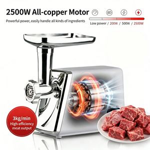 Picadora de Carne Eléctrica con Motor de 2500W, Procesador de Alimentos Multifuncional de Acero Inoxidable para el Hogar - Product Image 2