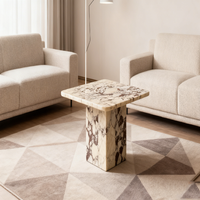 Table basse de salon PAIA STONE en marbre naturel, design luxueux, personnalisable, en marbre Calacatta Viola