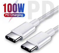 Kabel Data Pengisian Cepat USB-C 2 Tipe-C 100W 5A Grosir, Bahan TPE Konduktor Tembaga Berlapis Timah untuk Ponsel/Komputer/Kamera 20V