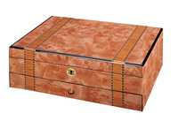 Boîte à bijoux en bois rectangulaire de luxe vintage avec grand tiroir de rangement et miroir organisateur à motif carré