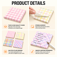 Joli bloc-notes à carreaux, feuilles autocollantes, écriture fluide, design à motifs amovibles, pour l'étude, le bureau, la décoration