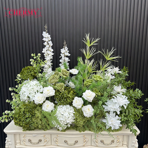 Fleurs artificielles pour allées de mariage en forêt d'été, 3 pieds, blanc et vert, chemin de fleurs pour allées de mariage, décoration de sol de mariage - Product Image 1