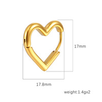 Boucles d'oreilles clips unisexes simples, tendance coréenne, délicates, en forme de cœur, en acier inoxydable, avec pierre naturelle électroplaquée, motif cœur de pêche