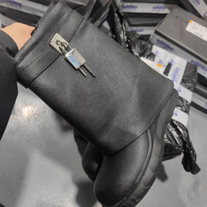 Botas de Mujer de Cuero Auténtico de Alta Calidad, con Plataforma Gruesa y Cierre, Botas de Diseño en Cuero Negro Sexy para Mujer - Product Image 2