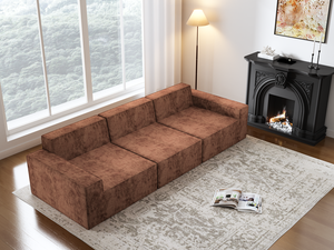 Sofá Seccional de Espuma Marrón, Sofá Familiar Comprimido al Vacío, Conjunto de Sofás en Forma de L sin Estructura, Asientos Económicos - Product Image 6