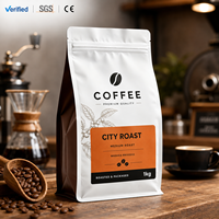 Sacs refermables personnalisés recyclables en gros pour usine, 250g 500g, à fond carré avec valve unidirectionnelle pour l'emballage de grains de café