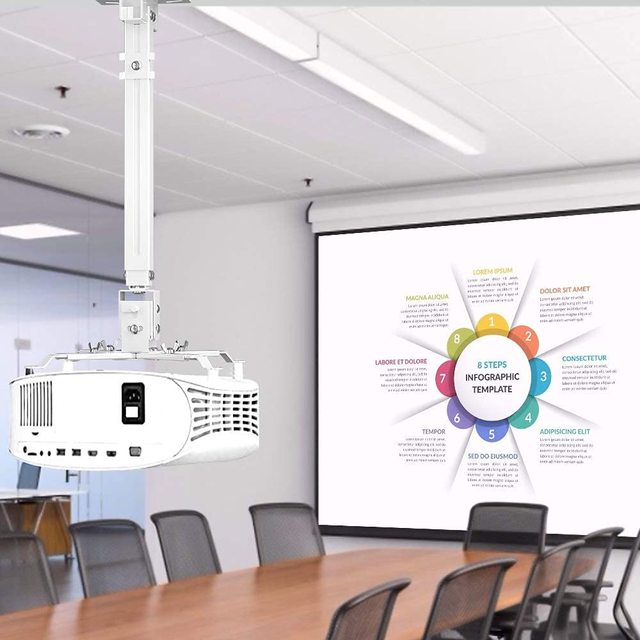 XJK High Quality 43-65cm Adjustable Height Bracket Series White Projector Ceiling Mount Bracket