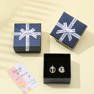 High Quality Square Pendant Bracelet Jewelry Paper Packaging <b>Box</b> Bow Sky Cover <b>Gift</b> <b>Box</b> With Bow Ribbon - Product Image 3