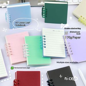Cuaderno de Hojas Sueltas A7 Rosa Niebla y Azul Suave, Combinación de Sofisticación y Dulzura, Estilo Femenino Delicado y Bajo en Azúcar, Agenda para Regalos - Product Image 1