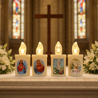 Bougie Pilier LED Religieuse en Plastique, Motif Jésus Marie, Sans Flamme, Décoration d'Église, Autel Catholique, Pâques, Halloween, Noël
