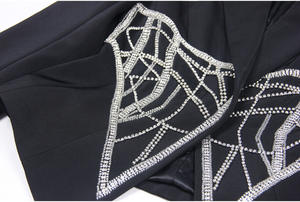 Nuovo e lussuoso <span class=keywords><strong>Blazer</strong></span> autunno con perline di cristallo da donna con motivo scintillante strass Oversize giacca giacca nera da donna - Product Image 6