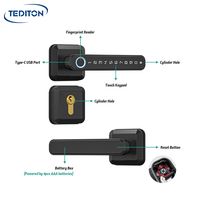 Serrure de porte intelligente Tediton Wifi, téléphone mobile, porte en bois, poignée à capteur d'empreintes digitales à distance, serrures électroniques