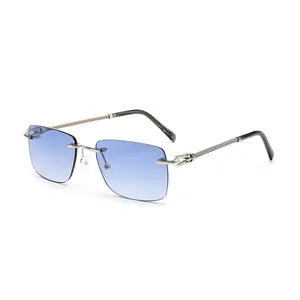 Sunglasses 2024 New Arrival Premium Rimless Rectangle Sunglasses Unisex UV400 Frameless Square Shades Metal Rimless Sun Glasses