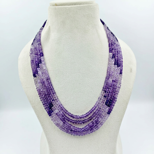 Collar de Múltiples Hilos de Amatista Púrpura Natural con Cuentas Rondelle, Collar Largo Hecho a Mano con Piedras Preciosas - Product Image 1