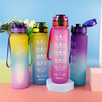 Bouteille d'eau de sport 32 OZ sans BPA avec marqueur de temps Meilleur vendeur de couvercle en plastique avec logo personnalisé Gym Amazon