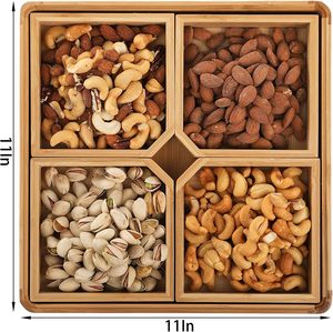 Acrylic Nắp Bằng Gỗ Phục Vụ Khay Với 4 Lưới Nhà Sử Dụng Trái Cây Sấy Khô Hộp Lưu Trữ Cho Các Loại Hạt Đĩa Kẹo Tấm Cho Trái Cây Khô Lưu Trữ - Product Image 6