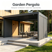 Pergola bioclimatique en aluminium motorisée noire à lames orientables pour balcon extérieur, patio, gazebo, imperméable, résistante à la neige, protection UV, jardin