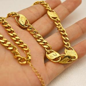Großhandel benutzer definierte vergoldete Edelstahl Halskette lange dicke Kette rechteckigen Knopf Zirkon Charme für Hüft partys Hochzeiten - Product Image 5