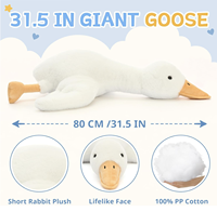 Grande Peluche Oie Blanche, Coussin et Jouet, Cadeau d'Anniversaire Unisexe pour le Lit, Rembourrage Coton PP, Velours, 31-50cm, Pour Enfants de 8 à 13 Ans