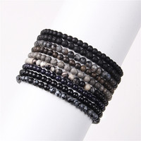 Bracelets en perles de pierres précieuses de 4mm pour femmes Bracelet en pierre de cristal de guérison pour hommes Mini perles rondes extensibles Bracelets élastiques Cadeaux
