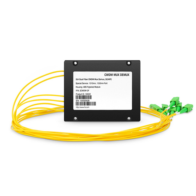 SONHOO 1310nm Port and 1550nm Port SC/APC Dual Fiber ABS Pigtailed Module 2 Channels CWDM Mux Demux with
