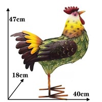 Statue de poulet solaire Oniya avec lumière LED, sculpture de coq d'extérieur, art de jardin, ornement de pelouse de ferme, décoration de jardin